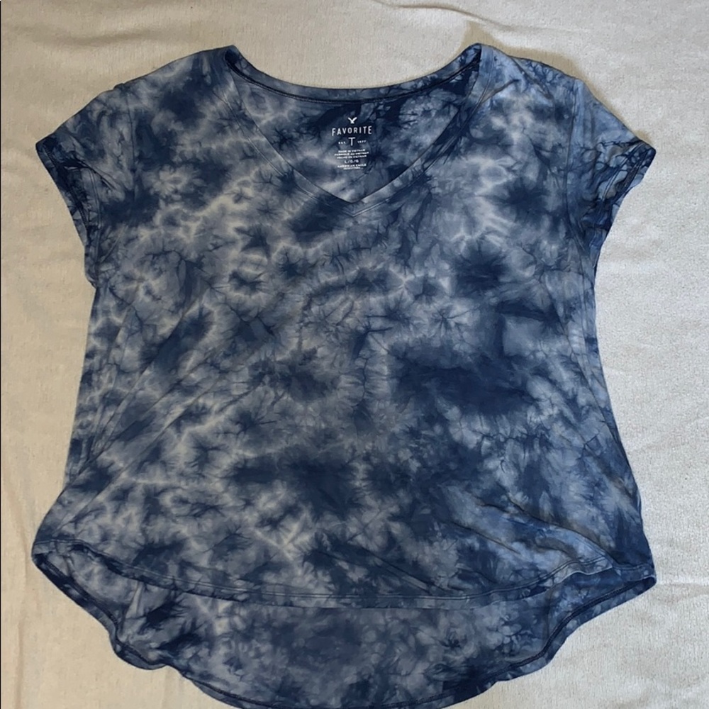 White and blue short sleeve shirt